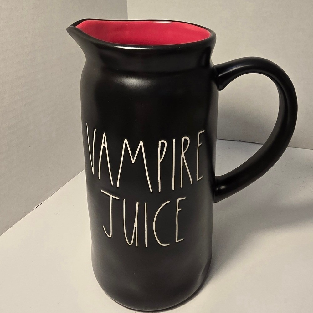 Rae Dunn Vampire Juice Black‎ Pitcher with Red Interior